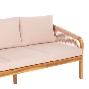 Garden set 4pcs Rosswell solid acacia wood natural- rope-beige cushions Hm6084