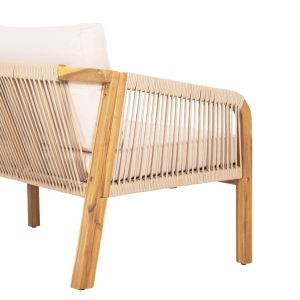 Garden set 4pcs Rosswell solid acacia wood natural- rope-beige cushions Hm6084