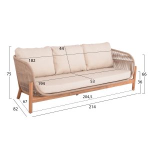 Garden set 4pcs Sanji Hm6219 acacia wood-aluminum frame-rope