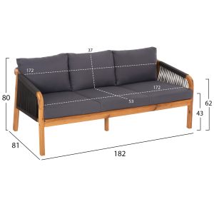 Garden set 4pcs, Rosswell acacia wood solid natural cushions anthracite Hm6084
