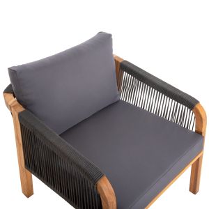 Garden set 4pcs, Rosswell acacia wood solid natural cushions anthracite Hm6084