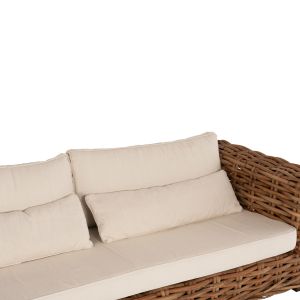 Garden set 4pcs, Tropel natural rattan-mahogany wood-white cushions Hm9656