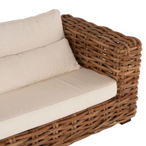 Garden set 4pcs, Tropel natural rattan-mahogany wood-white cushions Hm9656