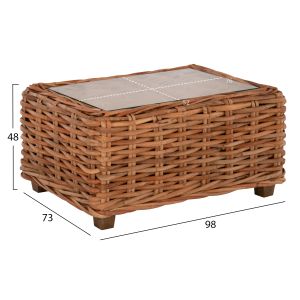 Garden set 4pcs, Tropel natural rattan-mahogany wood-white cushions Hm9656