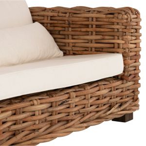 Garden set 4pcs, Tropel natural rattan-mahogany wood-white cushions Hm9656