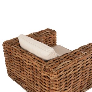 Garden set 4pcs, Tropel natural rattan-mahogany wood-white cushions Hm9656