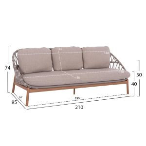 Garden set 5 pieces Krom Hm6360.02 aluminum - rope for strap - 3d printed glass top