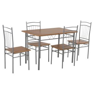 Garden set 5pcs silver metal-mdf in sonama color 110x60x74hcm Hm9416