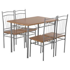 Garden set 5pcs silver metal-mdf in sonama color 110x60x74hcm Hm9416