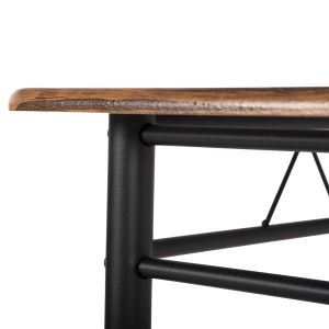 Garden set 5pcs black metal-mdf in walnut color 110x60x74hcm Hm9416
