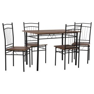 Garden set 5pcs black metal-mdf in walnut color 110x60x74hcm Hm9416