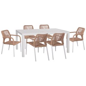 Garden set 7 pieces Krum Hm21131 white Aluminum--twisted rattan