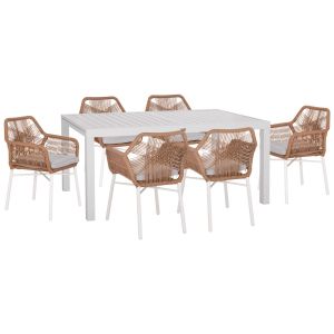 Garden set 7 pieces Krum Hm21132 white Aluminum--twisted rattan