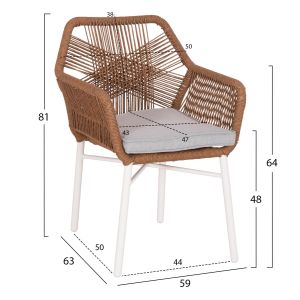 Garden set 7 pieces Krum Hm21132 white Aluminum--twisted rattan