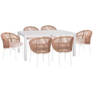 Garden set 7 pieces Krum Hm21148 white Aluminum-rattan