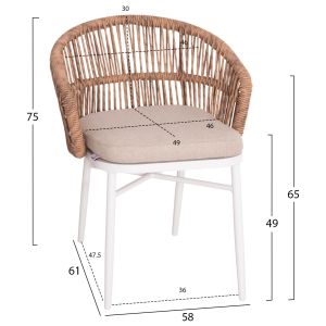 Garden set 7 pieces Krum Hm21148 white Aluminum-rattan
