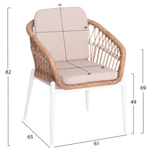 Garden set 7 pieces Krum Hm21149 white Aluminum--pe rattan