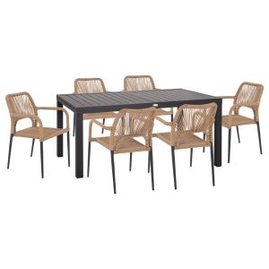 Garden set 7 pieces Krum Hm21150 dark gray aluminum-twisted rattan