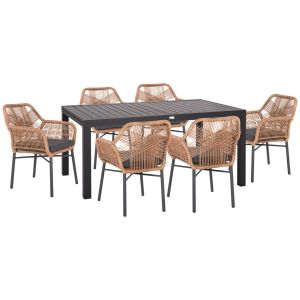Garden set 7 pieces Krum Hm21151 dark gray aluminum-twisted rattan