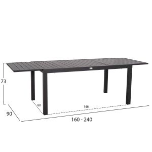 Garden set 7 pieces Krum Hm21152 dark gray aluminum