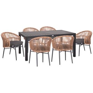 Garden set 7 pieces Krum Hm21155 dark gray aluminum - petratan