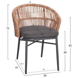 Garden set 7 pieces Krum Hm21155 dark gray aluminum - petratan