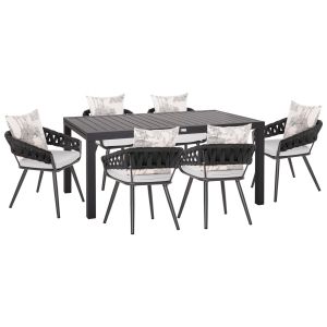 Garden set 7 pieces Krum Hm21156 dark gray aluminum and hemp rope