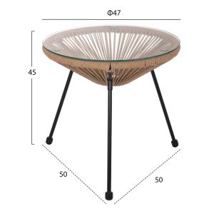 Garden set Acapulco table and 2 armchairs Hm21100 - metal and rope