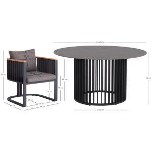 Garden set Eternity Sm21129.01 with table and 6 chairs - dark gray