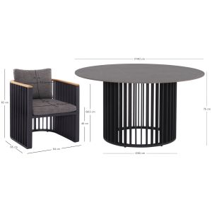 Garden set Eternity Sm21129.02 with table and 6 chairs - dark gray