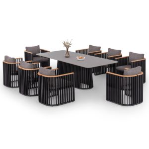 Garden set Eternity Sm21130.02 with table and 8 chairs - dark gray