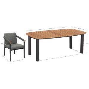 Garden set Eutopia Sm21128.01 with table and 6 chairs - dark gray