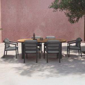 Garden set Eutopia Sm21128.01 with table and 6 chairs - dark gray