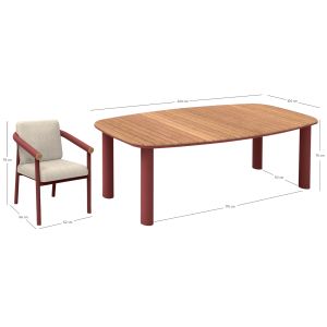 Garden set Eutopia Sm21128.05 with table and 6 chairs - red/beige