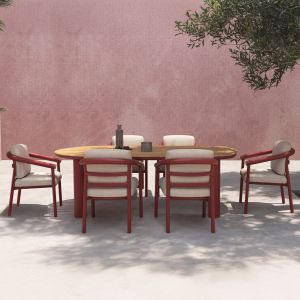 Garden set Eutopia Sm21128.05 with table and 6 chairs - red/beige