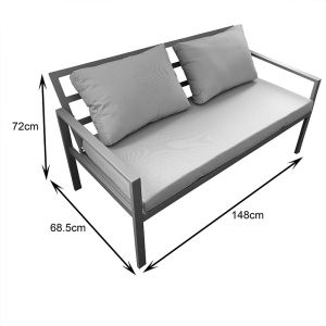 GARDENLY 4-PIECE GARDEN SET, CAPPUCCINO ALUMINUM WITH BEIGE CUSHIONS
