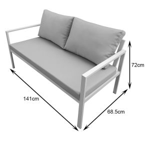 GARDENLY GARDEN SET, 4 PIECES, ALUMINUM, WHITE WITH BEIGE CUSHIONS