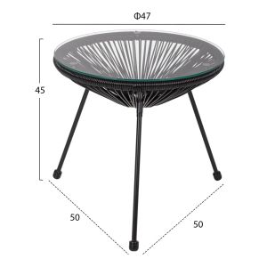 Garden set Hm11871 3-piece metal and rattan in black color