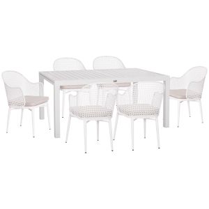 Garden set Krum Hm21147 dining table with 6 photo frames - white aluminum