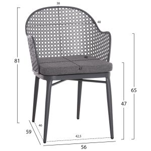 Garden set Krum Hm21154 dining table with 6 photo frames - dark gray aluminum