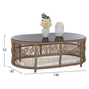 Oxford 4-piece garden set Iroko rope tempered glass, 01, Hm5884