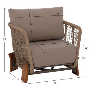 Oxford 4-piece garden set Iroko rope tempered glass, 01, Hm5884