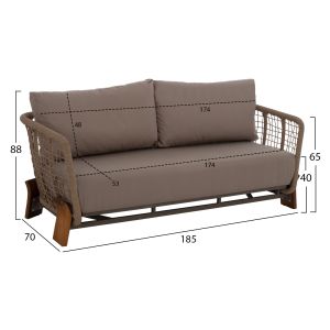 Oxford 4-piece garden set Iroko rope tempered glass, 01, Hm5884