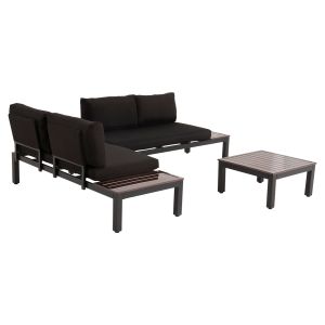 Dex Outdoor Garden Set 3pcs Polymorphous Aluminum in Anthracite and Brown-Black Cushions Hm6090