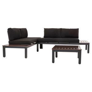 Dex Outdoor Garden Set 3pcs Polymorphous Aluminum in Anthracite and Brown-Black Cushions Hm6090