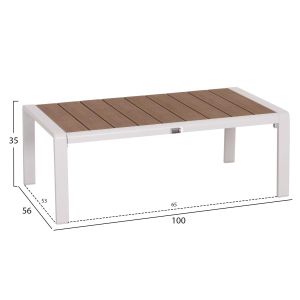 Garden set of 4 pieces Safin Hm6278.01 aluminum in white - polywood - olefin fabric in beige