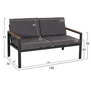 Garden set of 4 pieces Safin Hm6278.03 aluminum and olefin fabric in dark gray -- polyurethane