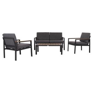 Garden set of 4 pieces Safin Hm6278.03 aluminum and olefin fabric in dark gray -- polyurethane