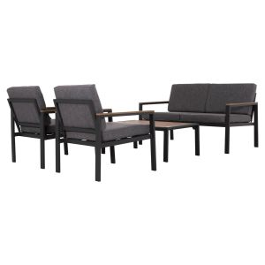 Garden set of 4 pieces Safin Hm6278.03 aluminum and olefin fabric in dark gray -- polyurethane