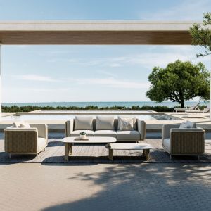 Garden set of 4 pieces Nexus Sm6179 aluminum - twisted rattan - sintered stone
